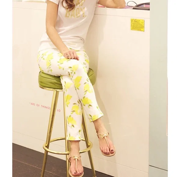 Kate Spade Brooke Street Capri Lemon Pants EUC - Picture 3 of 16